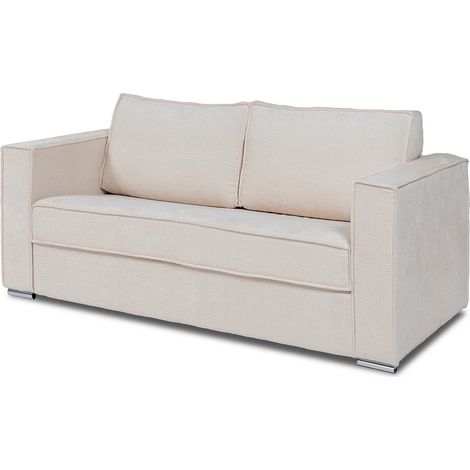 Canapé 3 places convertible express en tissu chenille beige avec assise mémoire de forme - Couchage 140 cm - Matelas 14 cm LORETO (1/5)