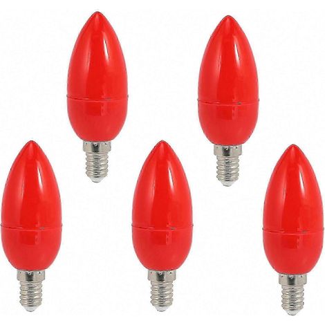 Lot de 5 ampoules LED rouges porte-bonheur, culot E14, économie d'énergie, pour la décoration intérieure. (1/5)