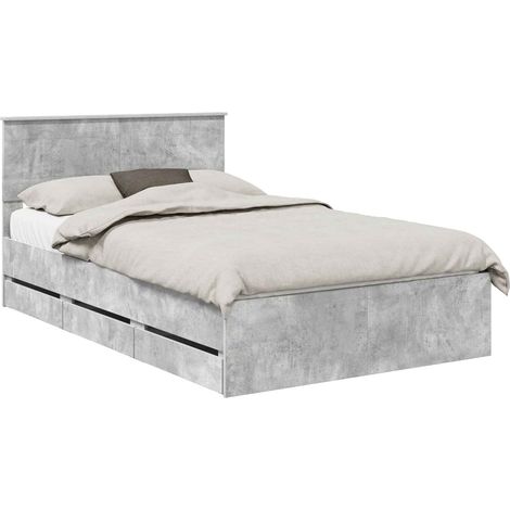 Estructura de cama Gris Concreto 135 x 190 cm Madera Ingenieril vidaXL (1/5)