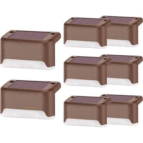 Paquete de 4/8/12/16 luces solares para exteriores, luces solares LED impermeables, aptas para escaleras, vallas, jardines, patios y pasillosTFTF Marrón