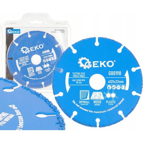 Disco da taglio GEKO 125×22,2 mm per legno, plastica, cartongesso, carburo di tungsteno