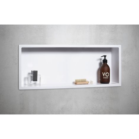 Niche de douche encastrée INSERTA, marbre coulé, 810x270mm, blanc (1/5)