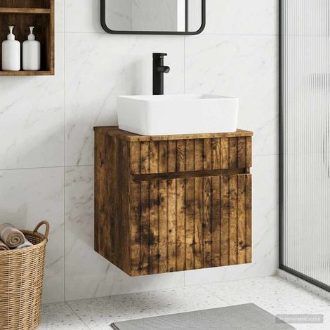 vidaXL Mobile lavabo da parete Rovere Fumo 49 x 41 x 63 cm