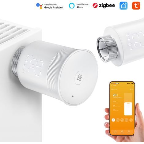 Tete Thermostatique Radiateur Zigbee - 3,0 TRV Tête de Vanne de Radiateur - Vanne Thermostatique Connectée Programmable - Contrôle des applications Smart Life - CONENTOOL (1/5)
