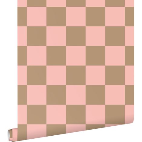papier peint à damier rose et marron beige - ESTAhome (1/5)