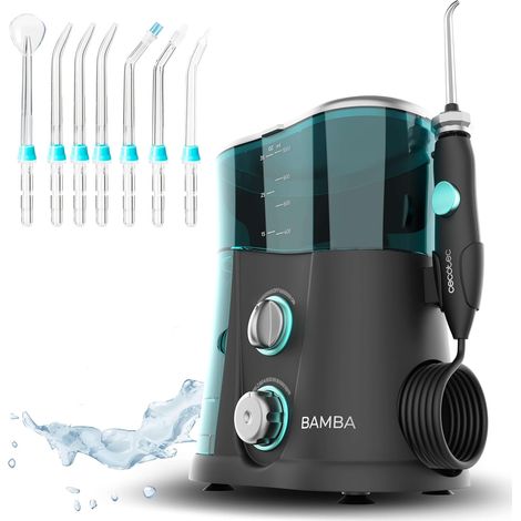 Hydropulseur Bucal Bamba ToothCare 1200 Jet Pro 7 buses jusqu'à 1250-1700 impulsions par minute, écran LED, capacité 1000 ml, 10 réglages de pression, IPX4, déinfection à la lumière UV (1/5)