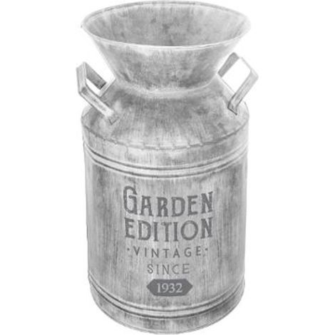 Atmosphera – Pot à lait déco en métal 37cm – Zinc gris effet vieilli – Pour intérieur et extérieur – Charme vintage pour décoration