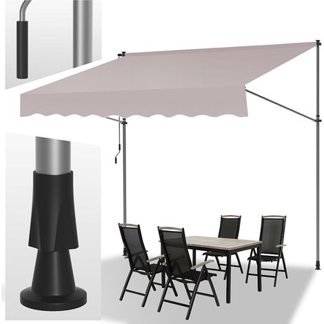 Jiubiaz Toldo de balcón crema, 250x120 cm, retráctil, protección UV, para terraza