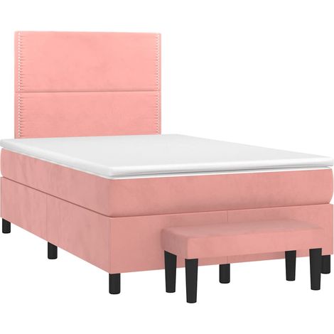 Maison Exclusive - Sommier à lattes de lit avec matelas rose 120x190 cm velours (1/5)