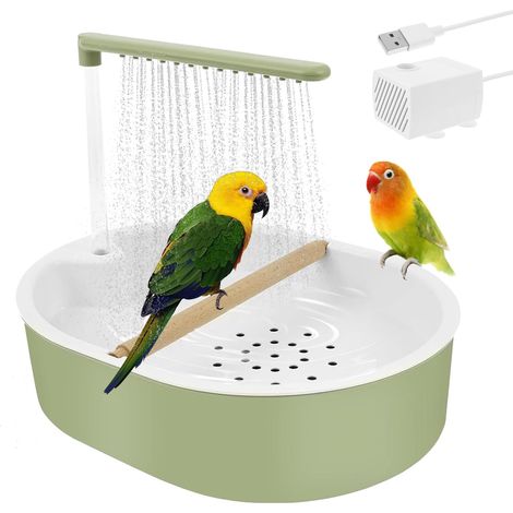 1 Douche Oiseaux, Baignoire Perroquet, Plastique Épaissi, Système Circulation Eau, Pour Perruche Agapornis Ara