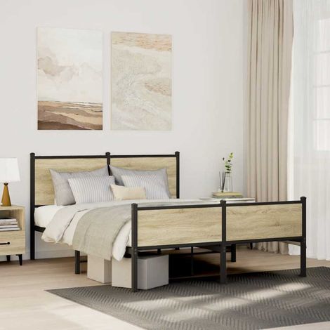 Cadre de lit en métal sans matelas-Structure de lit chêne sonoma 140x190 cm 562541 (1/5)