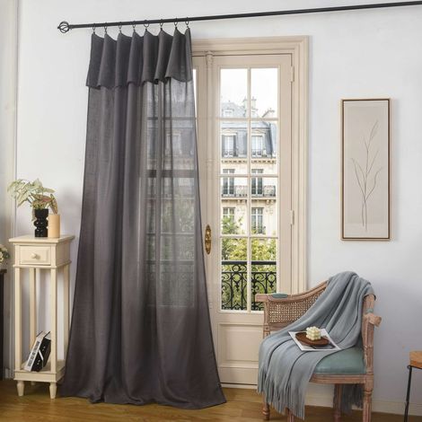 Voilage ajustable + 8 anneaux pince 140 x 270 cm "Evasion" Polyester effet lin (1/5)