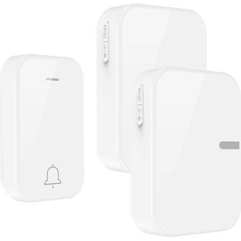 Sonnette électrique sans fil autonome 433 MHz, sans pile, grande portée, pour une ou deux personnes, noire (1/2)