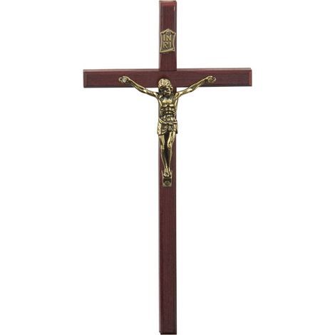 Croce da appendere in legno scuro, 12,5 cm