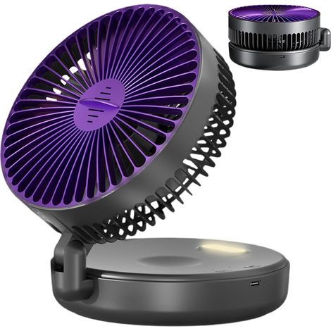 ventilateur silencieux portable,Veilleuse,apporter Boîte à arômes,5e vitesse Pliable,30 dB ,Recharge USB-C,Chambre, Bureau,gris (1/5)