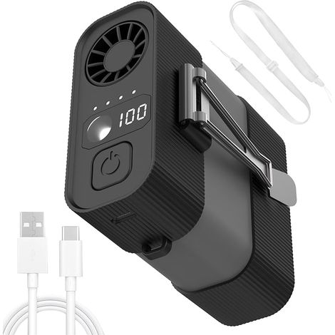 Ventilateur de poche portable à 4 vitesses, dispositif de refroidissement à clipser, ventilateur portable rechargeable par USB pour dessous de t-shirt, ceinture, taille, ventilateur d'extérieur (1/5)