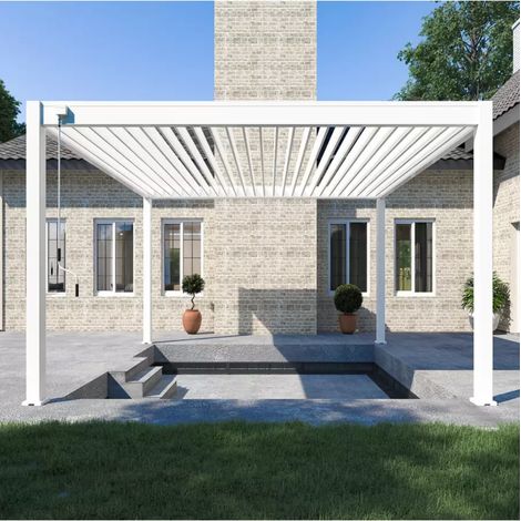 pergola bioclimatica ombréa "vs"  in alluminio bianco 399,5x399,5x257 cm