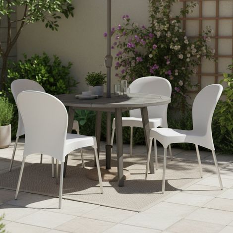 Eclectic Outdoor Stuhl, 4er Set, stapelbar, Made in Italy, Tragkraft 120 kg, Weiß (1/4)