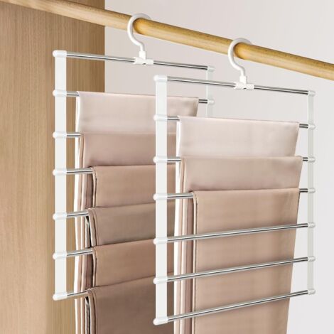 BUNTHAUS Cintre Pantalon, Cintre Gain De Place pour Armoire, Crochet pivotant à 360°, Ceintre pour Pantalons pour Armoire, Pliable pour, Foulards, Jupes, Cravates, Draps (2 PCS) (1/5)