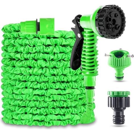 Tuyau D'Arrosage Extensible - 30M/100FT - Buse 7 Modes - Adaptable Aux Raccords 1/2'' Et 3/4'' (1/4)