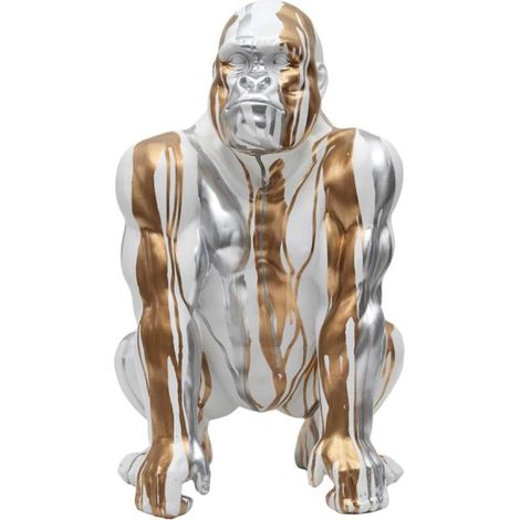 Statuette Déco Gorille "Coulure" 45cm Blanc (1/4)
