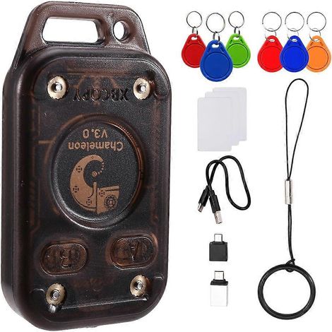 Lecteur/graveur de puces RFID Chameleon V3.0, émulateur, copieur de cartes d'identité à puce, NFC + kit de 9 porte-clés UID + CUID (1/5)