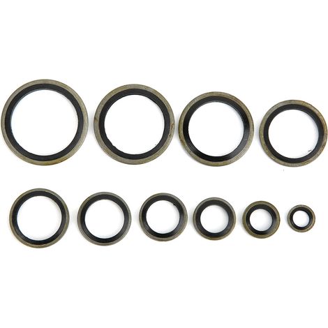 Coffret de 180 rondelles joints pour vis de vidange M6-M24 avec bagues d'étanchéité métal-caoutchouc zinguées (1/5)