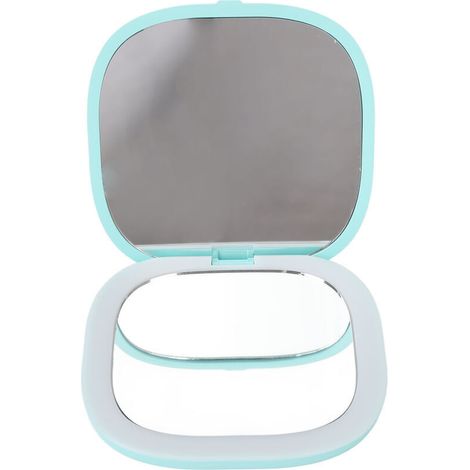 Miroir de Maquillage LED 3X Magnification, Double Face, Pliable, Lumière Blanche, Design Vert (1/5)