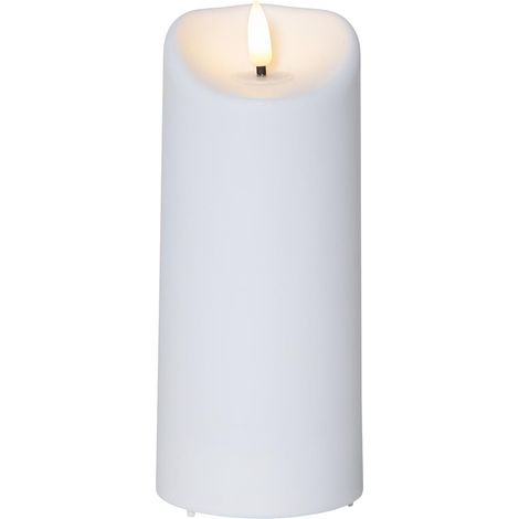 Große LED Outdoor-Kerze ,Flamme', Batterie und Timer, flackernd, warmweiß, 18cm