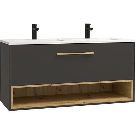 Meuble de salle de bain suspendu anthracite avec vasque à encastrer - 120 cm - YANGRA (1/5)