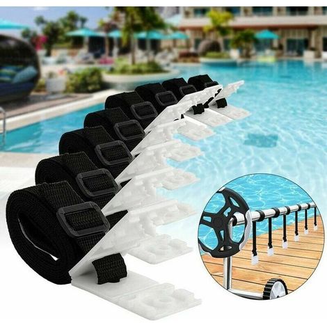 Befestigungsset für Solar-Poolabdeckungen, 8 Gurte, mit universellen Aufrollgurten, geeignet für eingelassene Pools. (1/5)