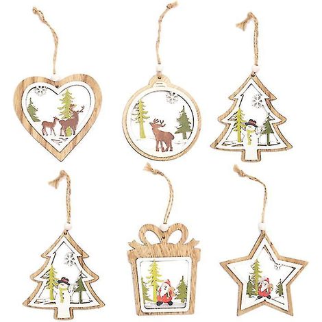 6 décorations de Noël en bois