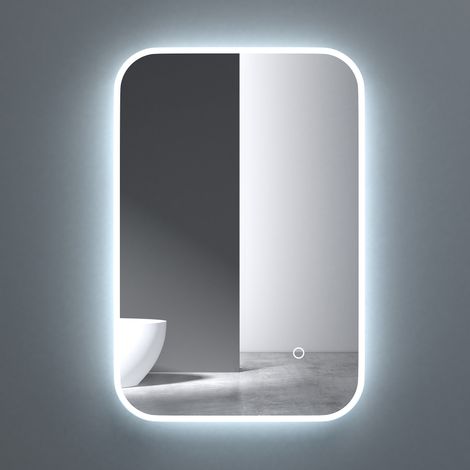 doporro® Badspiegel-03 Led-Lichtspiegel 50x70cm/70x50mm mit Dimmen-Funktion Beschlagfreier Wandspiegel Touchbedienung 5mm Float-Glas