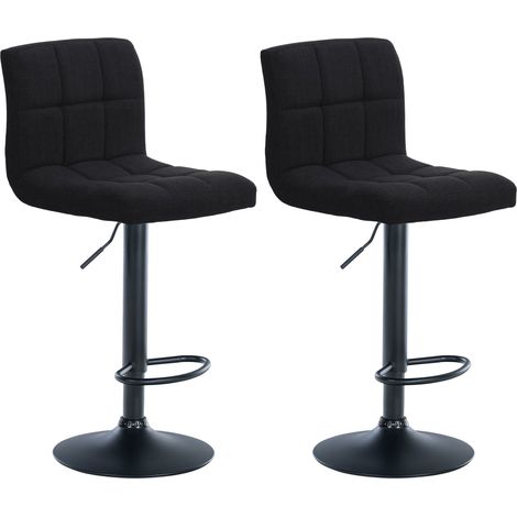 Lot de 2 tabourets de bar style contemporain en tissu matelassé noir cadre métal noir 100006470 (1/5)