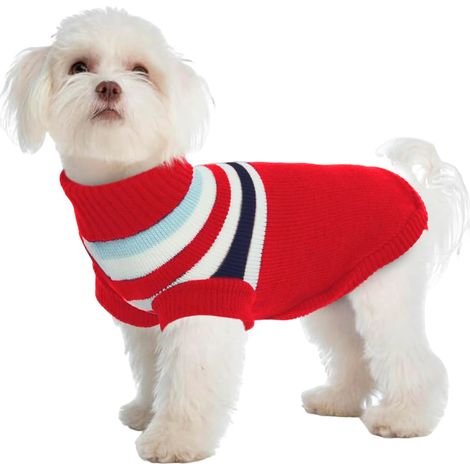 Pull pour chiens à col roulé, double tricot pour l'extérieur, adapté aux petites et grandes tailles.
