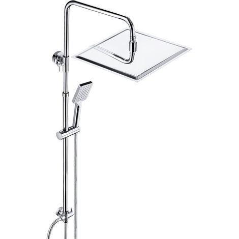 JOHO – Colonne de douche sans robinetterie en inox chromé – Compatible rénovation – Douchette 3 jets – Réglable en hauteur – Douche effet pluie carrée 30x30 cm XXL