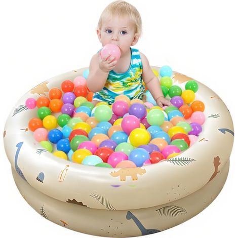 Aufblasbarer Pool – Verstärktes Design – Retro-Look – Platzsparend – Familiengröße – Niedliches Modell – Für drinnen und draußen geeignet – Beige (1/5)