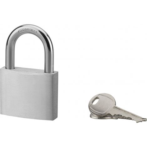 Cadenas à clé, extérieur, alu, 50mm, anse acier nickelé, 2 clés - SP