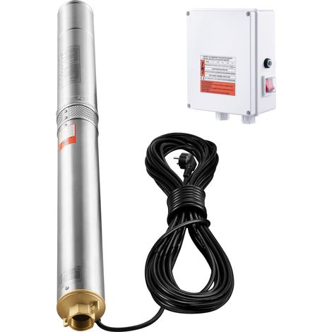 Mophorn Bomba Sumergible para Pozo Profundo, 2200W 230V, 9,8 m³/h Caudal 144 m Cabezal, con Cable de 19,4 m y Caja de Control Externa, Bombas de Agua de Acero Inoxidable para Riego Industrial y Uso (1/5)