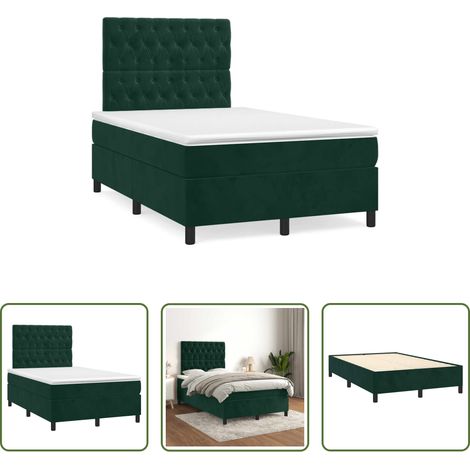 Samtbett -  Boxspringbett mit Matratze Dunkelgrün 120x190 cm Samt (1/5)