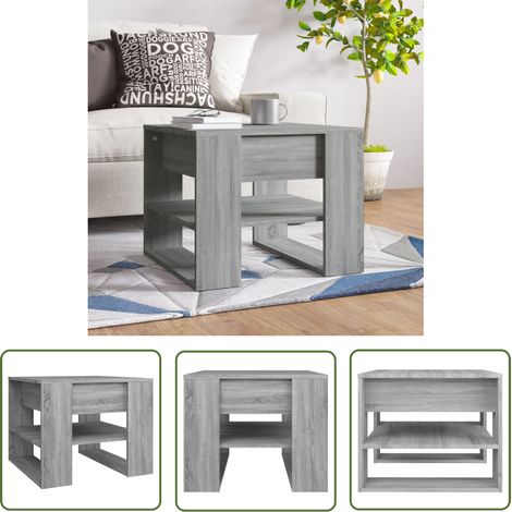 The Living Store Table basse sonoma gris 55,5x55x45 cm bois d'ingénierie - Table Basse - Meuble Salon - Table D'appoint - Table En Bois - Design Moderne (1/5)