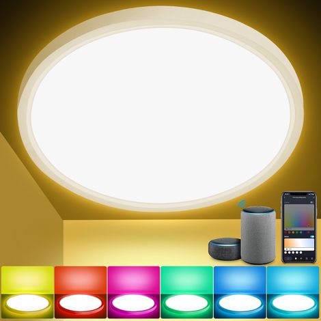 Wolketon 24W LED-Deckenlampe dimmbar IP44 Lampen 2700K-6500K für Schlafzimmer Badezimmer Mit Fernbedienung