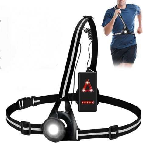 Lampe Course a Pied Rechargeable, 1500mAh Lumiere Pectorale Running USB 250 Lumens Eclairage de Poitrine 3 Modes avec Bandes Réfléchissantes LED Réglable à 90° pour Jogging Promenade [Classe (1/5)
