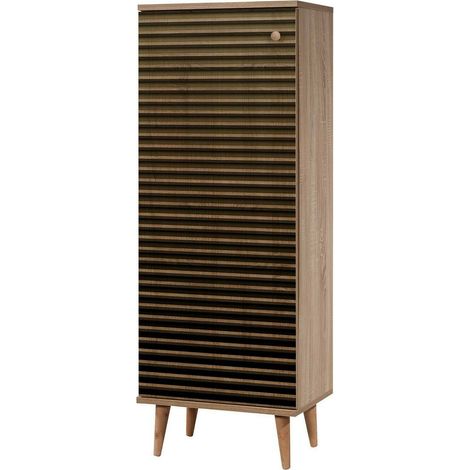 Dmora - Schuhschrank Cebalrai, Schuhregal, Mehrzweck-Eingangsgarderobe, Möbel für Schuhe, 50x38h135 cm, Eiche, mit verstärkter Verpackung
