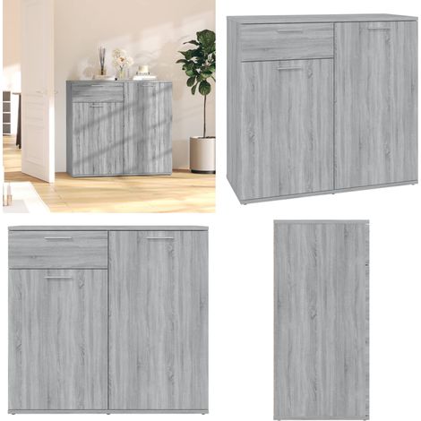 Sideboard Grau Sonoma 80x36x75 cm Holzwerkstoff - Schreibtisch - Wohnzimmermöbel - Sideboard Grau - Holz Sideboard - Regal - Home & Living (1/5)