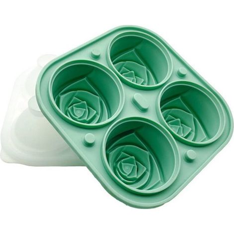 Cubitera de silicona con tapa,Cubitera con forma de rosa 3D,Fácil de desmoldar,Recipiente de silicona flexible,Ideal para congeladores y cócteles (1/5)