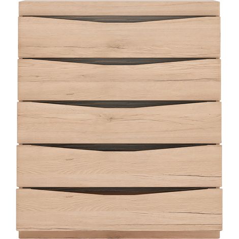 Kommode mit 5 Schubkästen SANFORD-129 in Eiche hell Nb., B/H/T: ca. 86/102/40 cm (1/5)