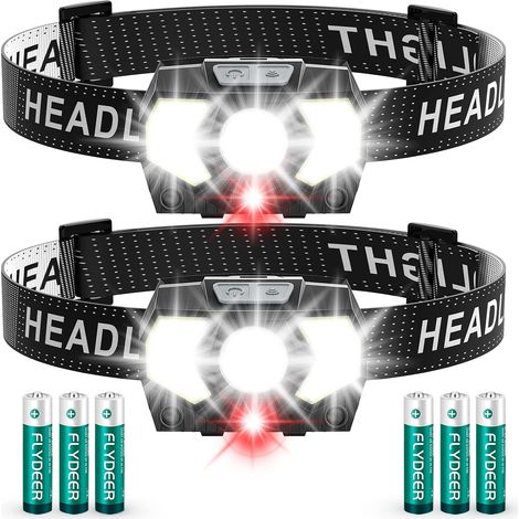 Lampe Frontale LED(2 Pièces/1 Pièce), High Lumens Torche Frontale Puissante, Piles Comprennent, Multiples Modes D'éclairage, IPX5 Étanche pour Camping, Jogging, Pêche (1/5)