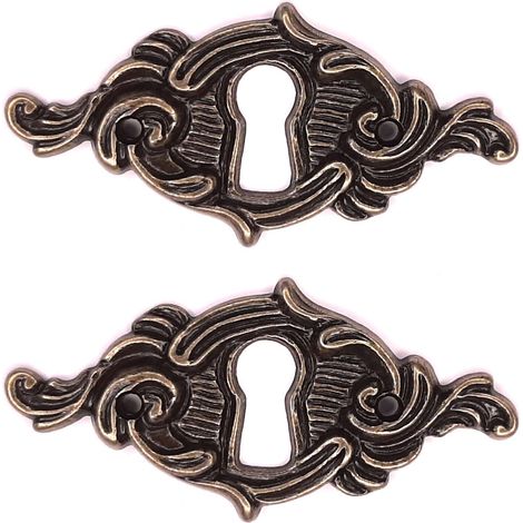 Cyclingcolors – Lot de 2 entrées de clé Louis XV 60mm – Zamak finition laiton vieilli – Pour restauration meubles anciens – Clef vintage DIY (1/3)