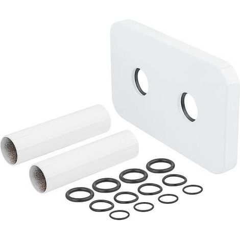 Set de rosaces doubles et d’habillage blanc, longueur de tube 70 mm